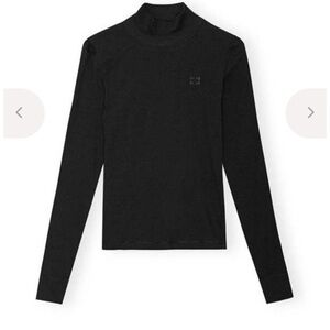 Ganni Long-Sleeve Mock Neck Top